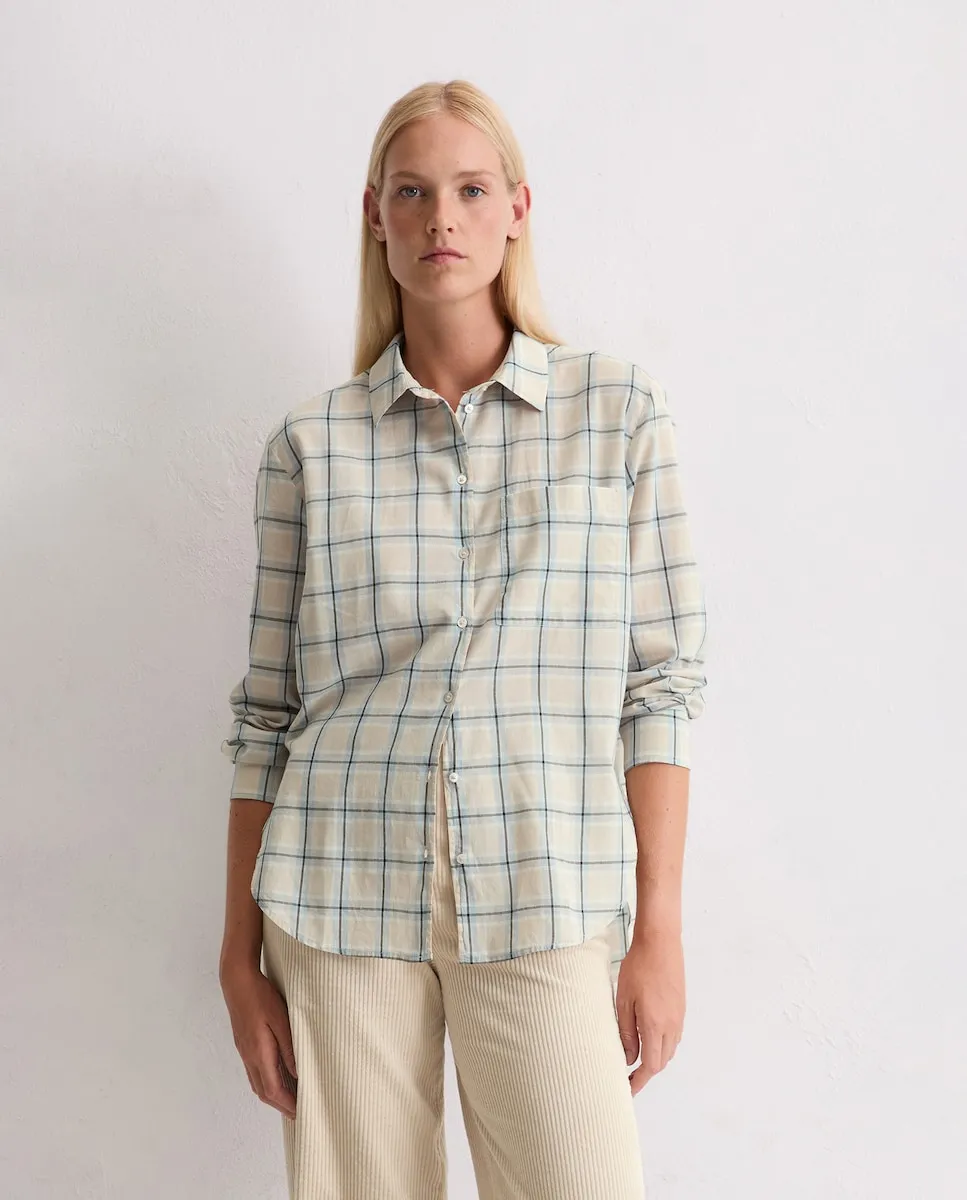 

Женская блузка в клетку из хлопкового шифона стандартного кроя MARC O'POLO, бежевый