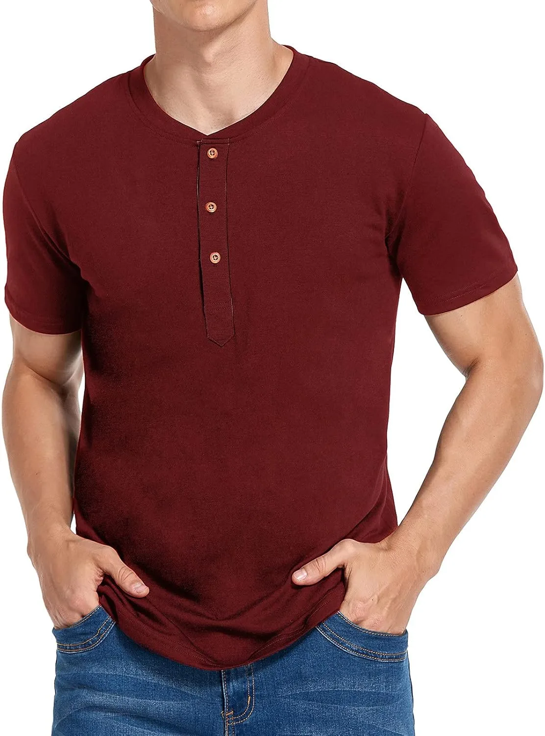 

Muscularfit Henley футболка для мужчин Casual Slim Fit с коротким рукавом и круглым вырезом