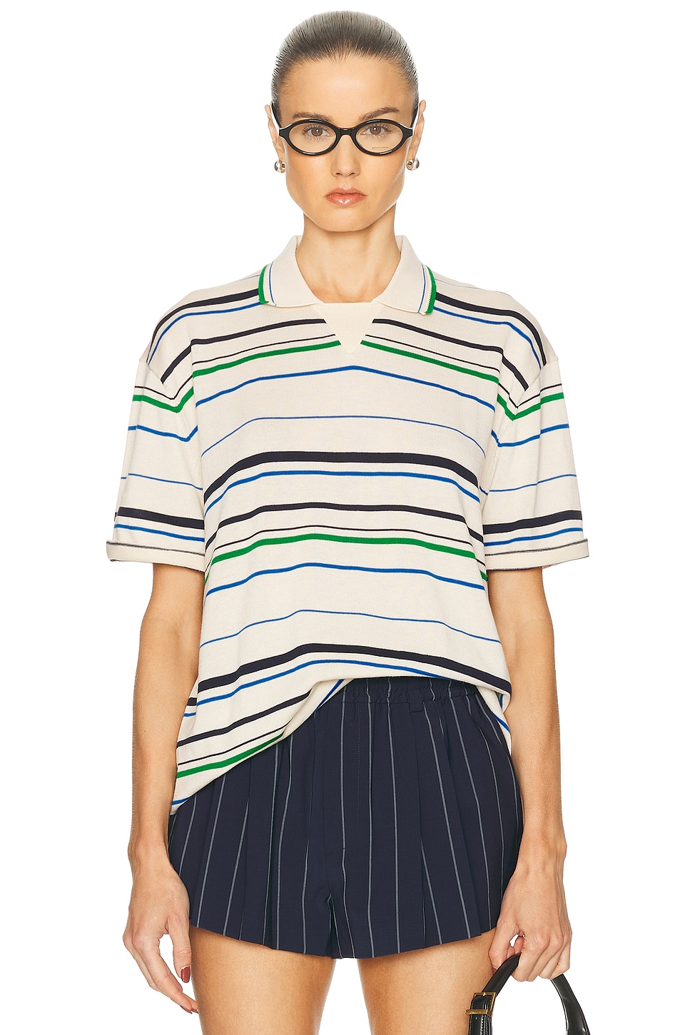 

Вязаный поло Adidas By Wales Bonner, Wonder White, Green, Bluebird, & Night Indigo