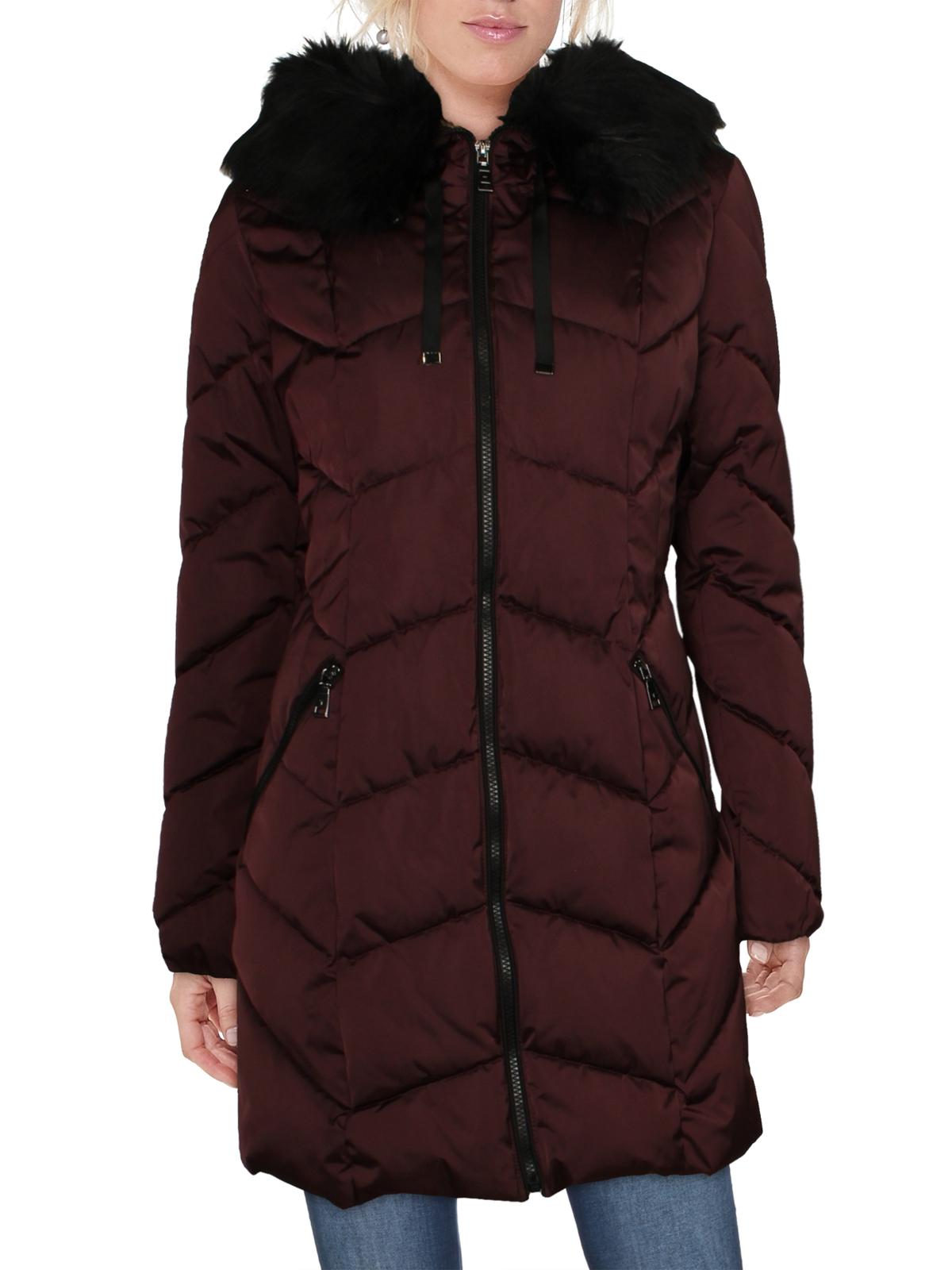 

Brie Женское шерстяное стеганое пальто Tahari, цвет merlot