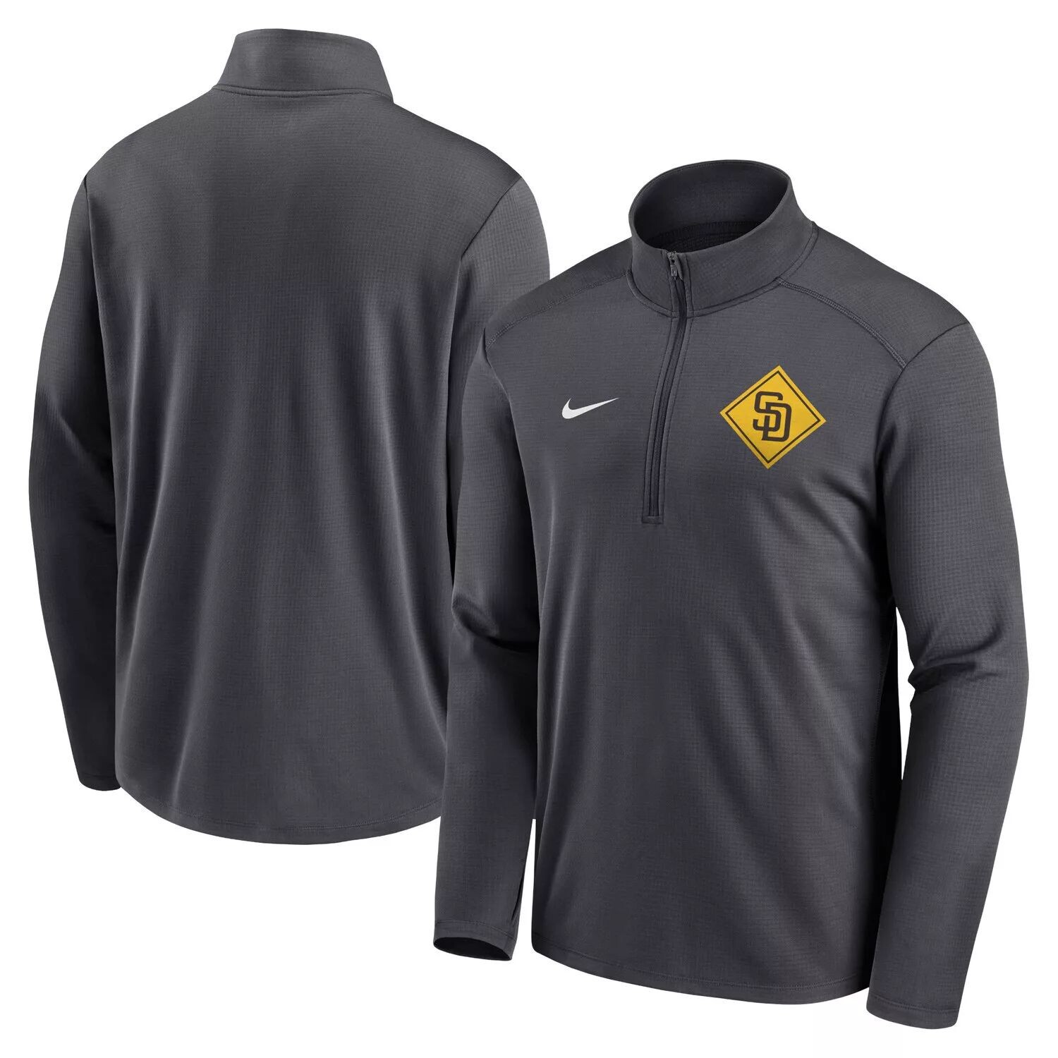 

Мужская футболка San Diego Padres Diamond Icon Pacer Performance с молнией четверть цвета антрацитового цвета Nike, Черный, Мужская футболка San Diego Padres Diamond Icon Pacer Performance с молнией четверть цвета антрацитового цвета Nike
