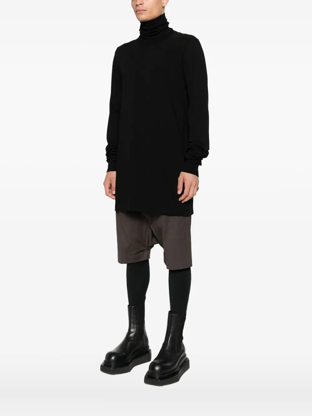 Хлопковая футболка с длинным рукавом Rick Owens, черный — фото 3