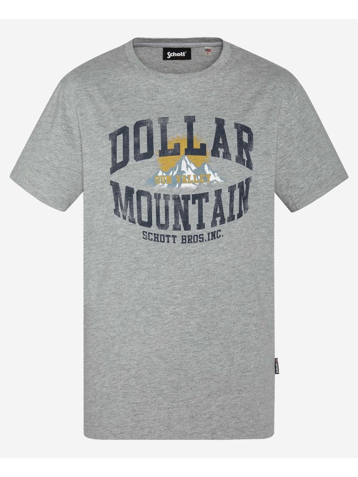 

Рубашка Schott NYC с короткими рукавами TSLAN и принтом спереди серого цвета Schott N.Y.C.