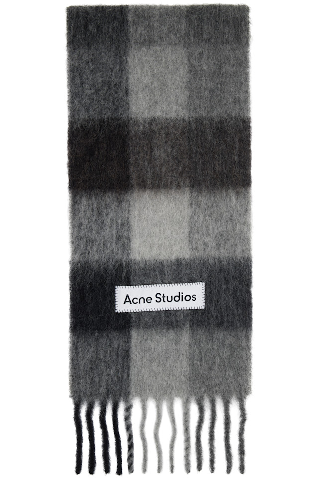 

Acne Studios Серый клетчатый шарф из мохера