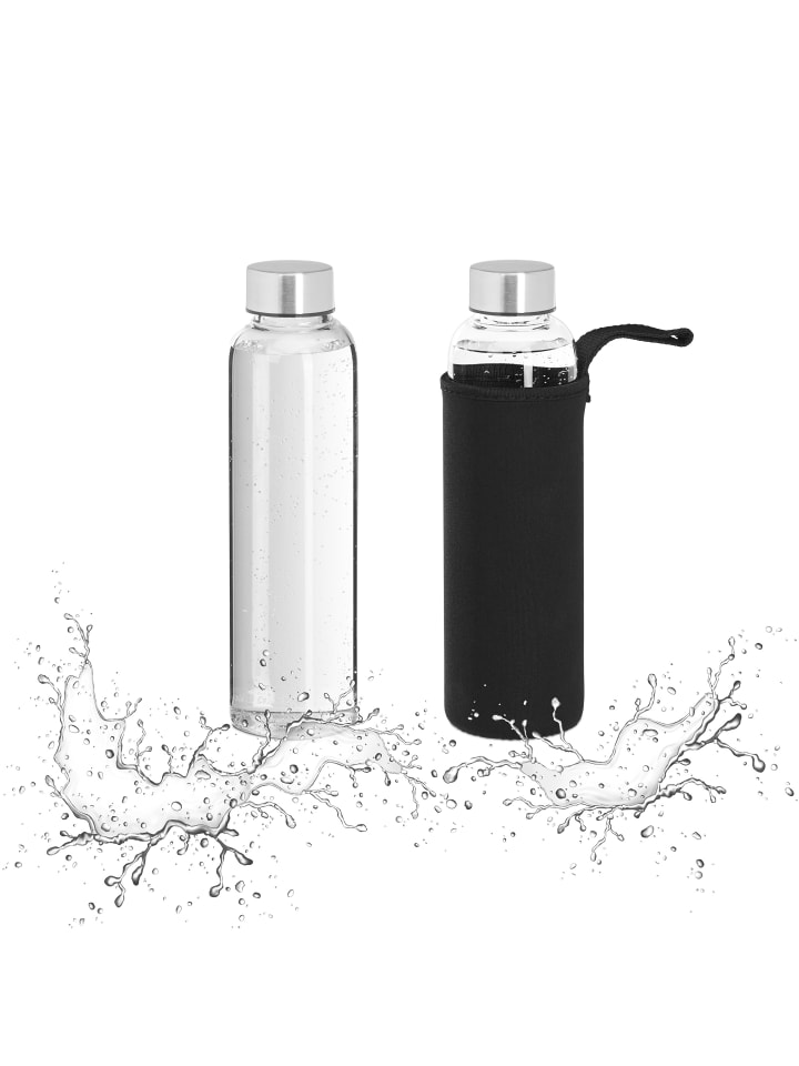 

Relaxdays 2 бутылки для воды прозрачно-черного цвета - 500 мл