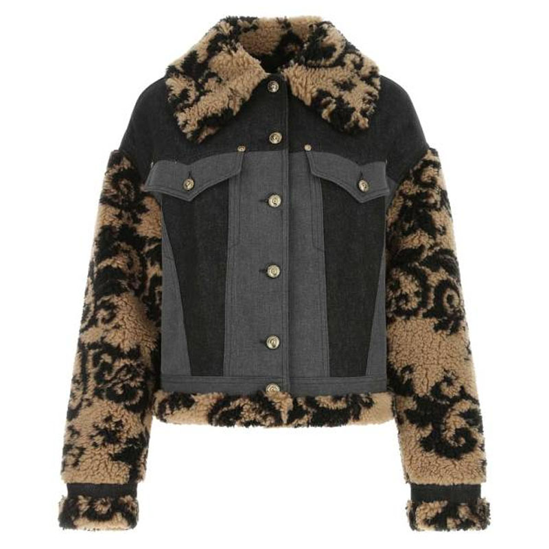 

VERSACE JEANS COUTURE Джинсовая куртка с барочным принтом и панелями на пуговицах, Gray Brown