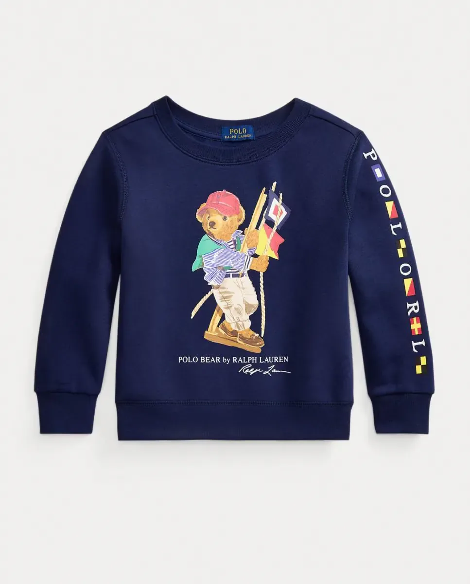 Детский флисовый свитер с Polo Bear Polo Ralph Lauren, темно-синий