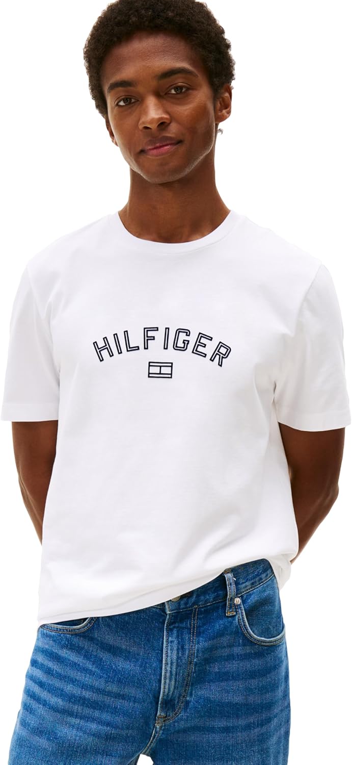 

Мужские хлопковые футболки с короткими рукавами Tommy Hilfiger с графическим логотипом Hilfiger, White, Белый, Мужские хлопковые футболки с короткими рукавами Tommy Hilfiger с графическим логотипом Hilfiger, White