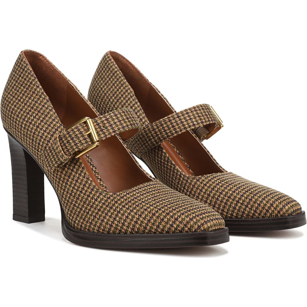 Туфли на каблуке Mary Jane Franco Sarto, mustard yellow woven fabric