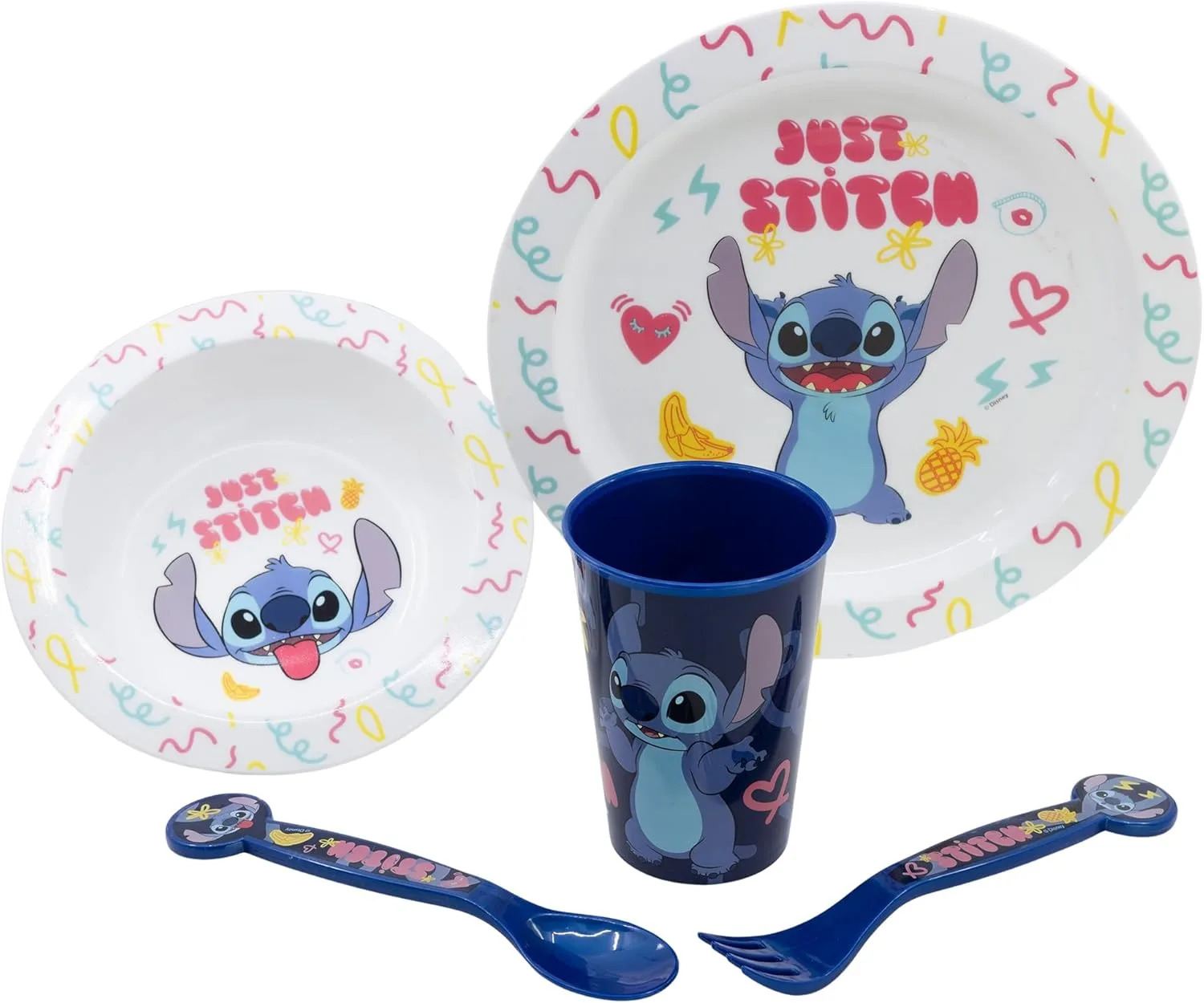 Набор для детского питания Stor Disney Stitch из 5 предметов, BPA Free, пластик, можно мыть и использовать повторно, безопасен для микроволновки и посудомоечной машины