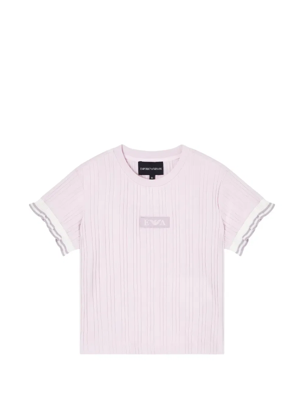 Футболка с оборками на рукавах Emporio Armani Kids, фиолетовый