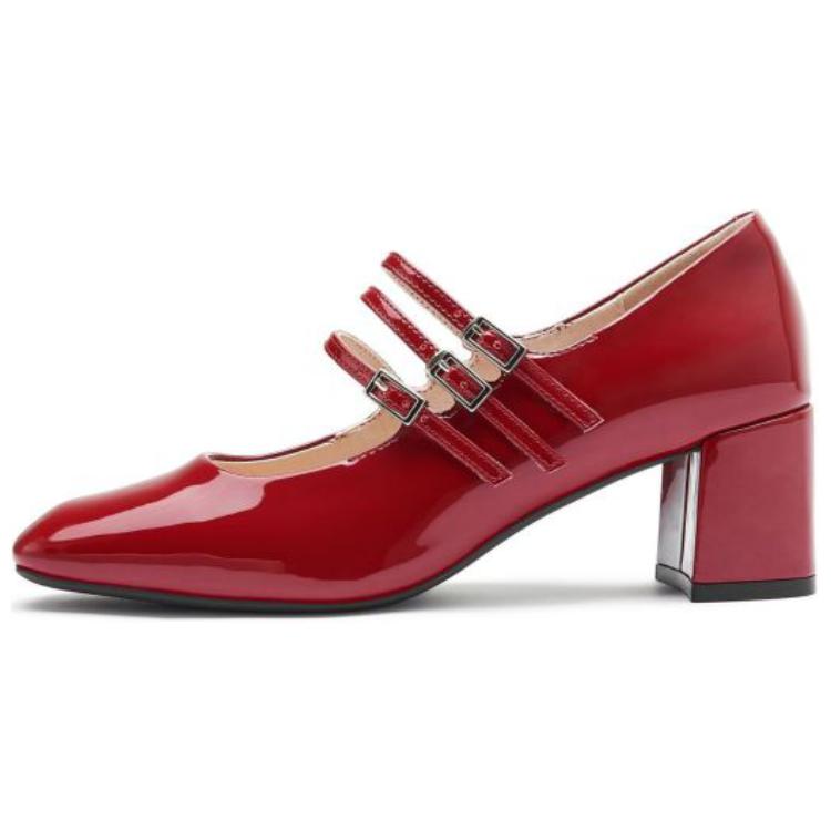 Туфли Мэри Джейн на массивном каблуке женские TOOMANYSHOES, красные