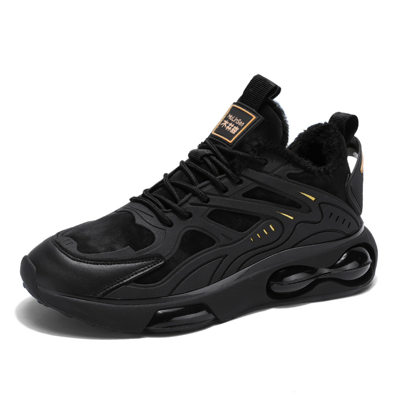 

Mulinsen Мужские низкие массивные кроссовки черные - черное золото [с флисовой подкладкой], цвет Black Gold[Fleece-Lined]