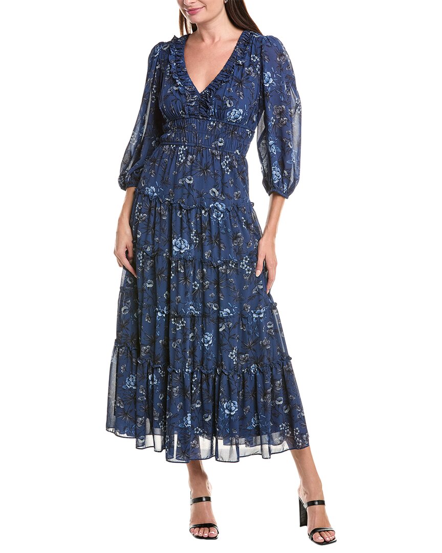 

Макси-платье из шифонового крепа Maison Tara, синий