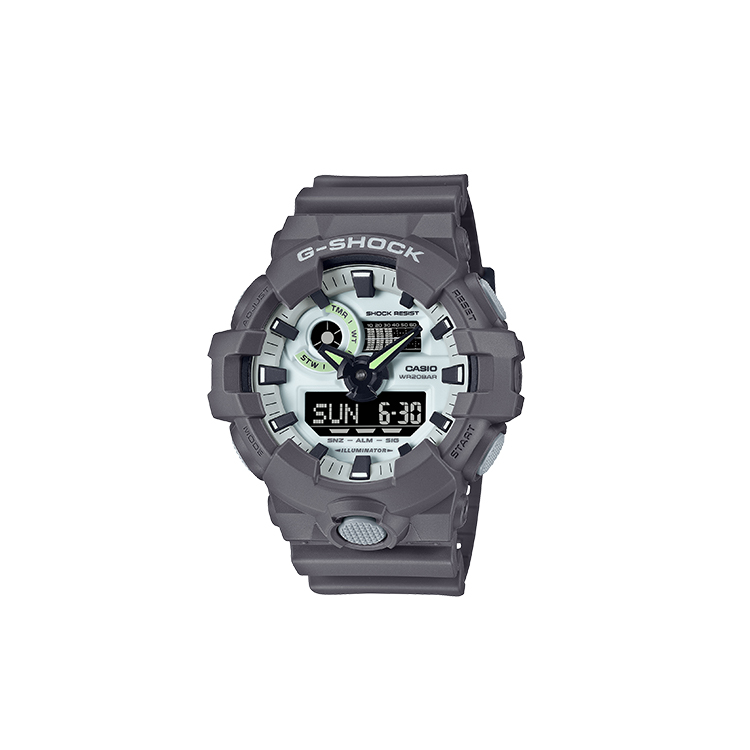 

Унисекс часы CASIO GA-700HD-8APR серии Dual Display с жидкокристаллическим и аналоговым дисплеем серые