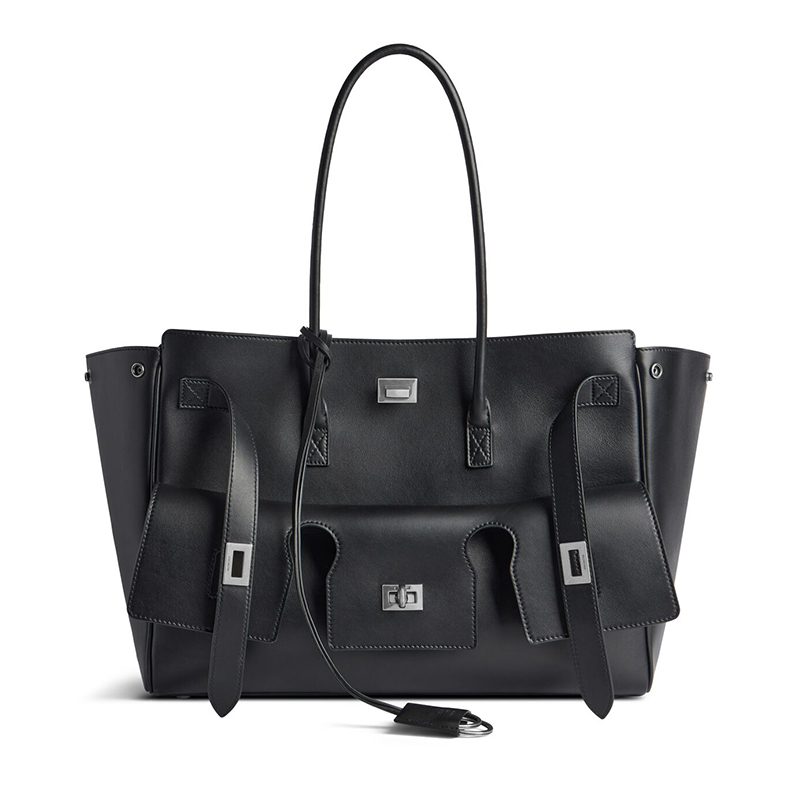 

Balenciaga Bel Air Medium Carry All Bag, Aged Silver Hardware, черный