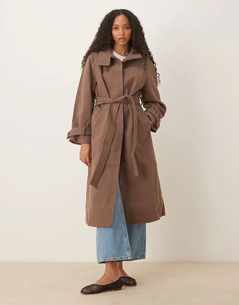 

Длинное пальто с воротником-стойкой ASOS DESIGN цвета мокко, Коричневый, Длинное пальто с воротником-стойкой ASOS DESIGN цвета мокко