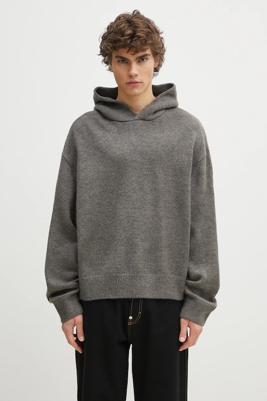 

Свитер с добавлением мохера Mohair Blend Knit Hoody Mki Miyuki Zoku, серый