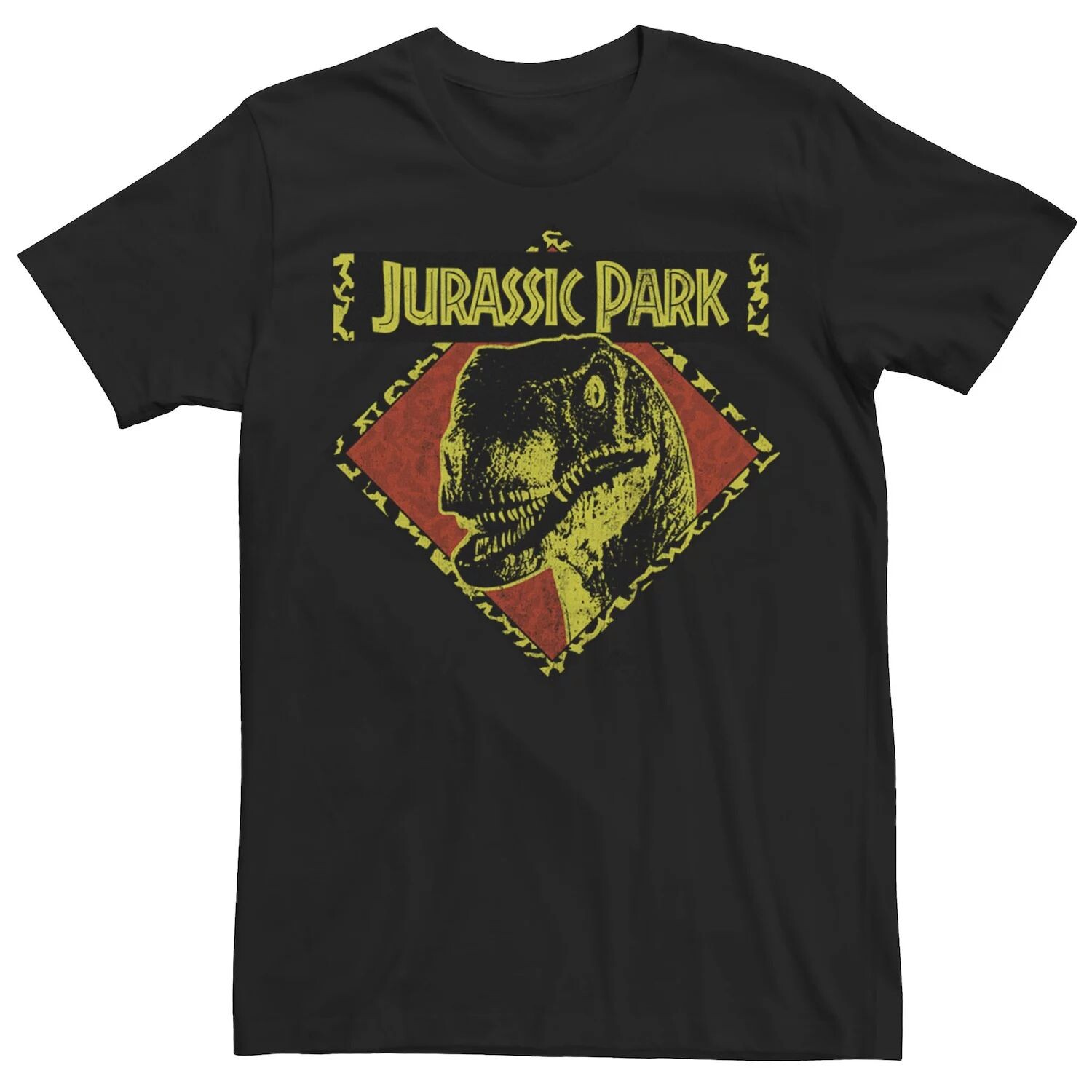 

Мужская футболка Distress Raptor Stare Jurassic Park, черный