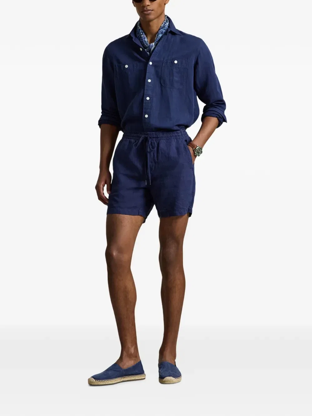 Шорты с кулиской и вышивкой POLO RALPH LAUREN, синий — фото 2