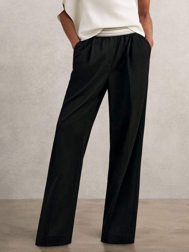 

Брюки Petite Camelia с широкими штанинами Reiss, Black