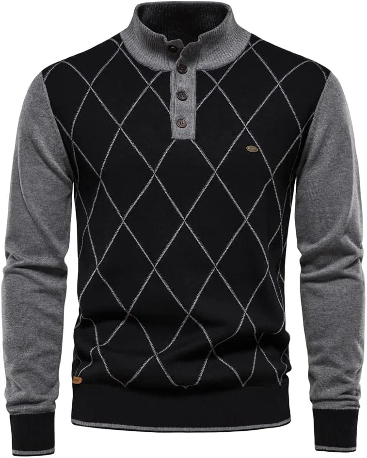 

Мужской свитер с воротником-водолазкой, классический, на пуговицах JMKEY