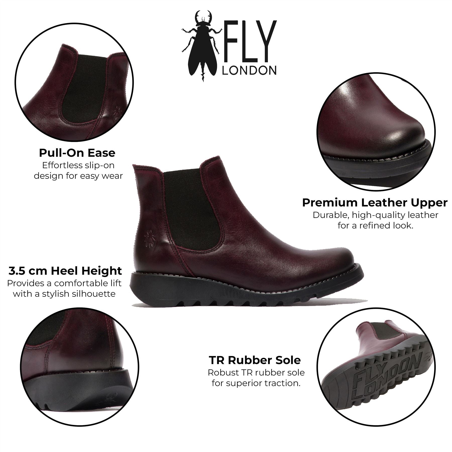 Fly London женские красные ботинки SALV на платформе с каблуком-клином в стиле челси — фото 2