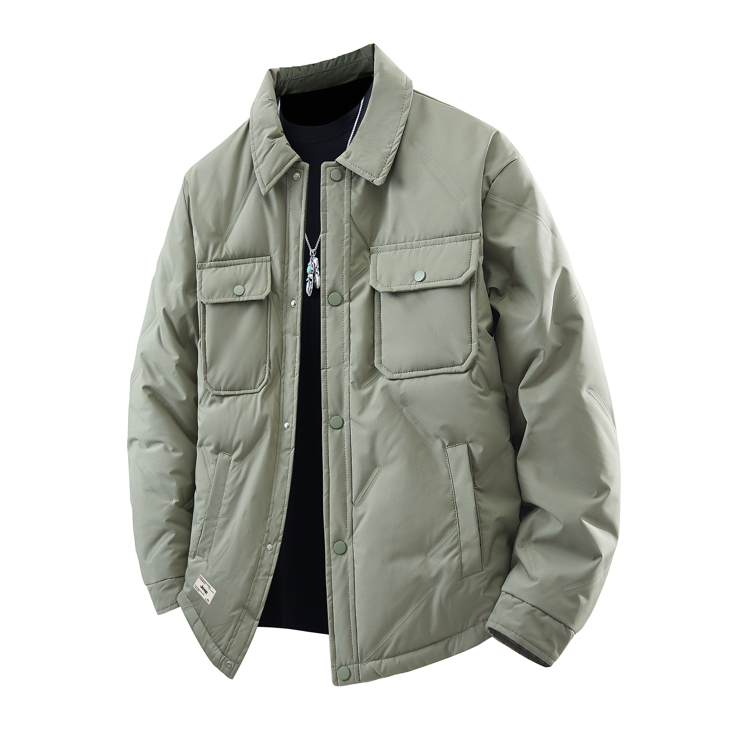 

Пуховик Unisex Lapel Moderate Jeep, pea зеленый