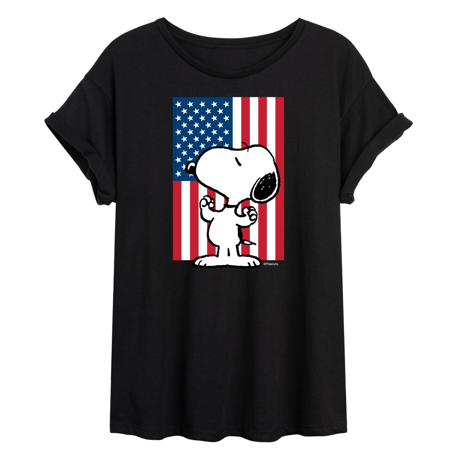 

Струящаяся футболка с флагом США Peanuts для юниоров Licensed Character, черный