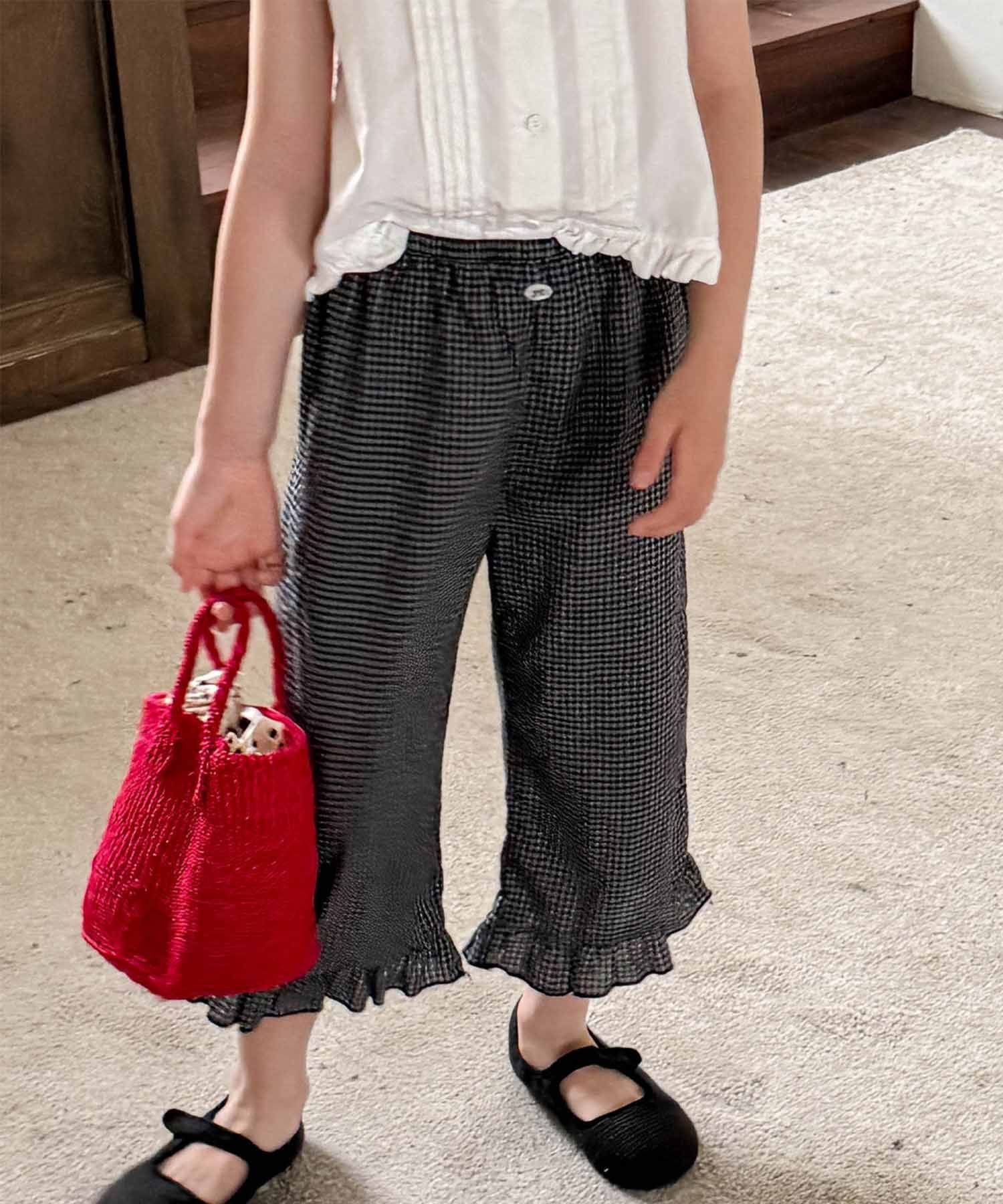 Шорты в клетку с оборками Aimoha Kids, black
