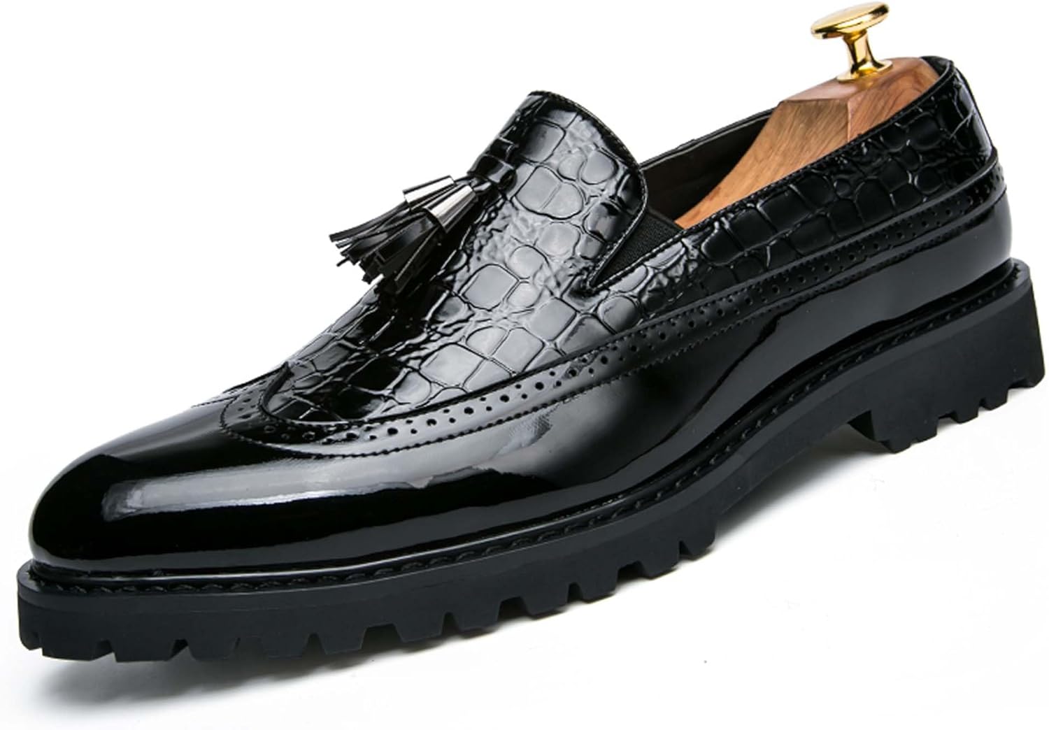 

Мужские ретро туфли в стиле бизнес-кэжуал, с модным цветным дизайном, удобные и дышащие кожаные формальные лоферы для свадьбы, вечеринки или выпускного Generic, черный