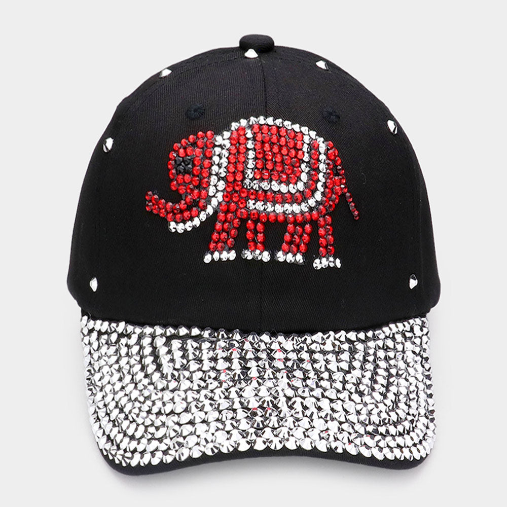 

Бейсболка с изображением слона, украшенная блестящими стеклянными кристаллами FASHNZFAB, черный