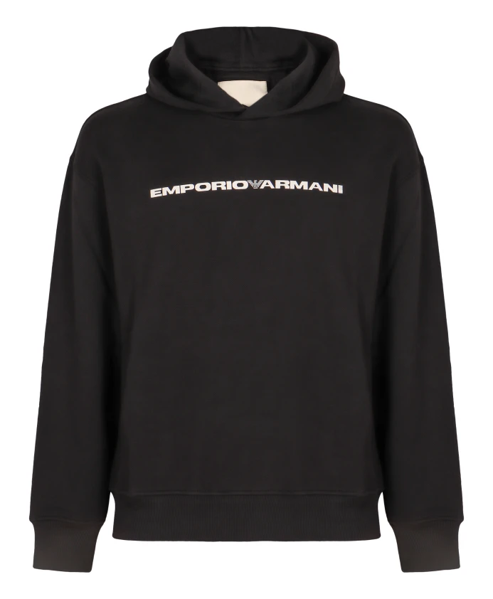 

Худи из ребристого хлопка Emporio Armani, черный