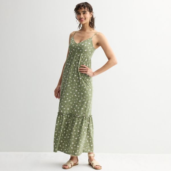 

Платье макси из легкого трикотажа для юниоров So, цвет olive floral
