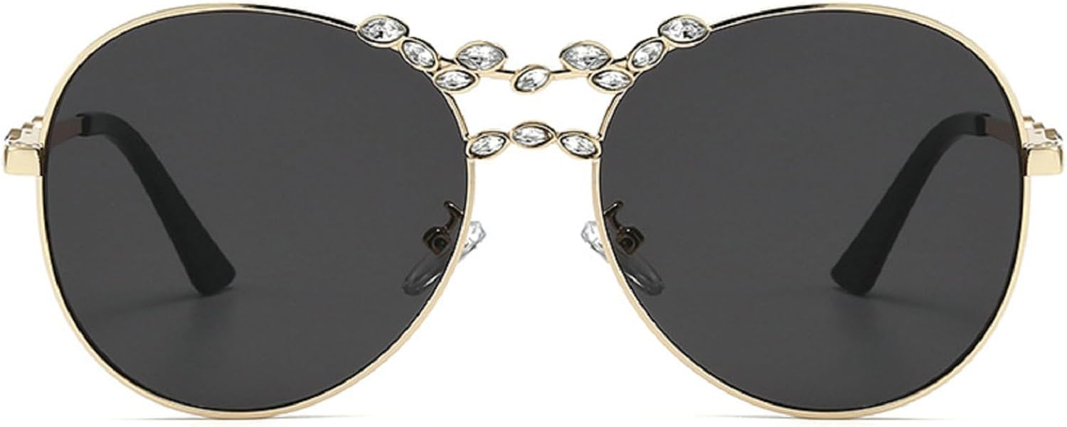 

Винтажные солнцезащитные очки со стразами, модные женские очки-пилот, стильный и популярный дизайн, защита от ультрафиолета UV400, блестящие солнцезащитные очки N45 mincl, Black