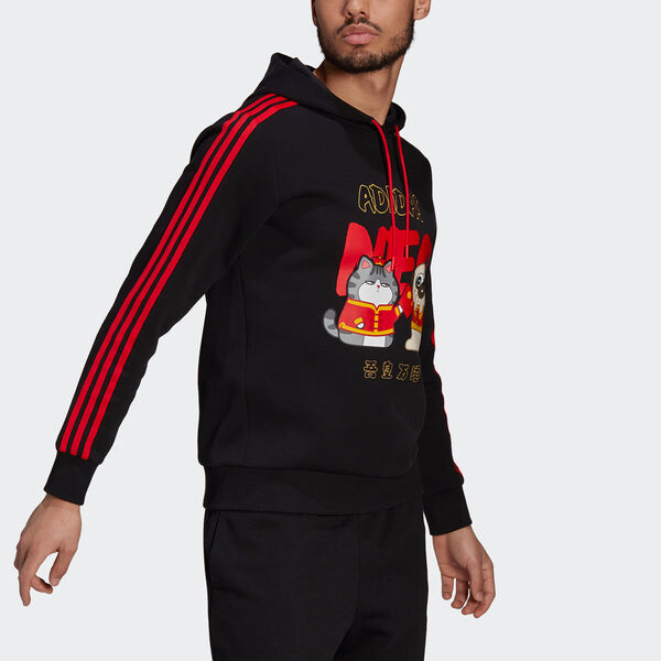 Толстовка Men's adidas neo x Crossover Cny Ww Hdy Cartoon Printing Sports Pullover Black, черный — фото 4