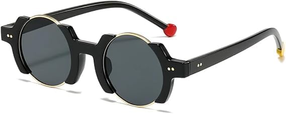 

Солнцезащитные очки для мужчин и женщин - защита UV400 - круглые очки в стиле панк с градиентной заклепкой для занятий спортом на открытом воздухе и вождения QWBSER, 6