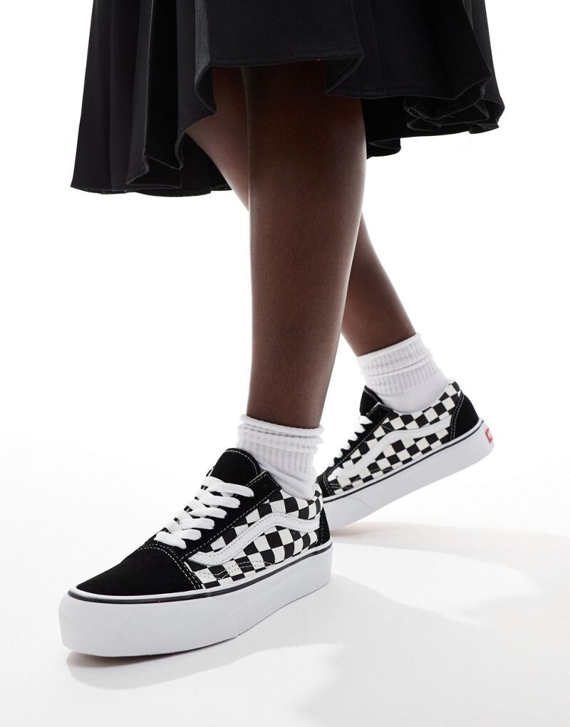 Vans — Checkerboard Old Skool — кроссовки на платформе в черно-белую клетку