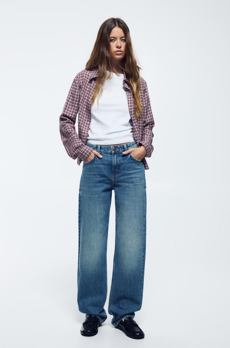

Джинсы прямого кроя со средней посадкой Pull And Bear, синий