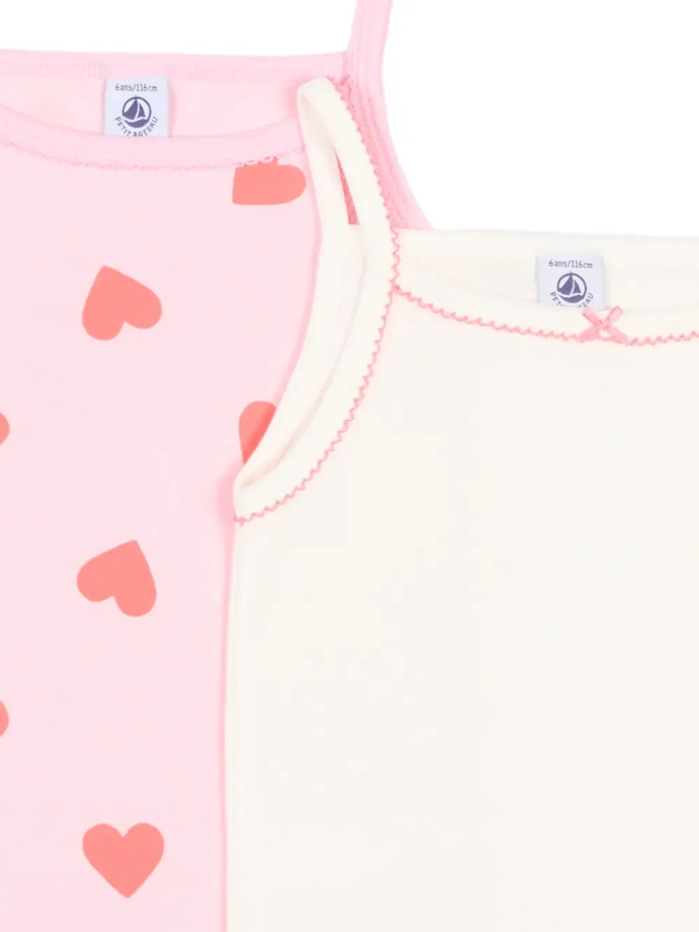 Комплект из двух маек с сердечками Petit Bateau, розовый — фото 4