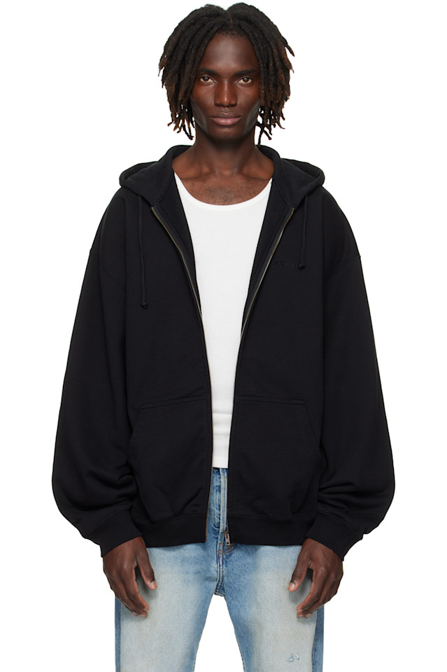 

Лого худи с молнией оверсайз Vetements, черный