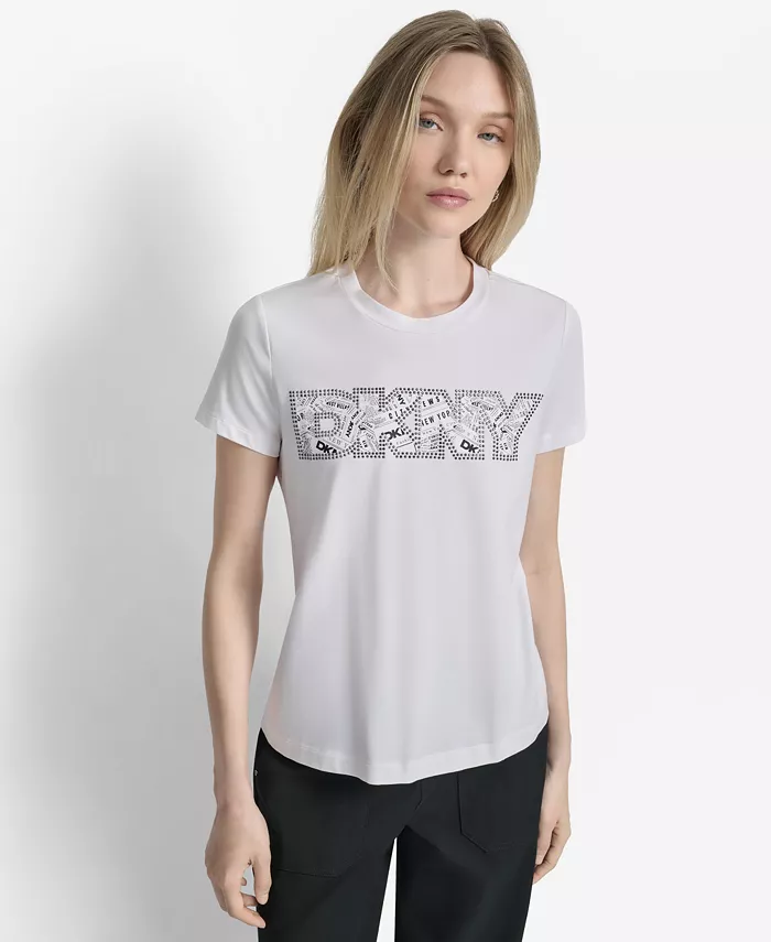 

Женская футболка с круглым вырезом и логотипом газеты DKNY, белый