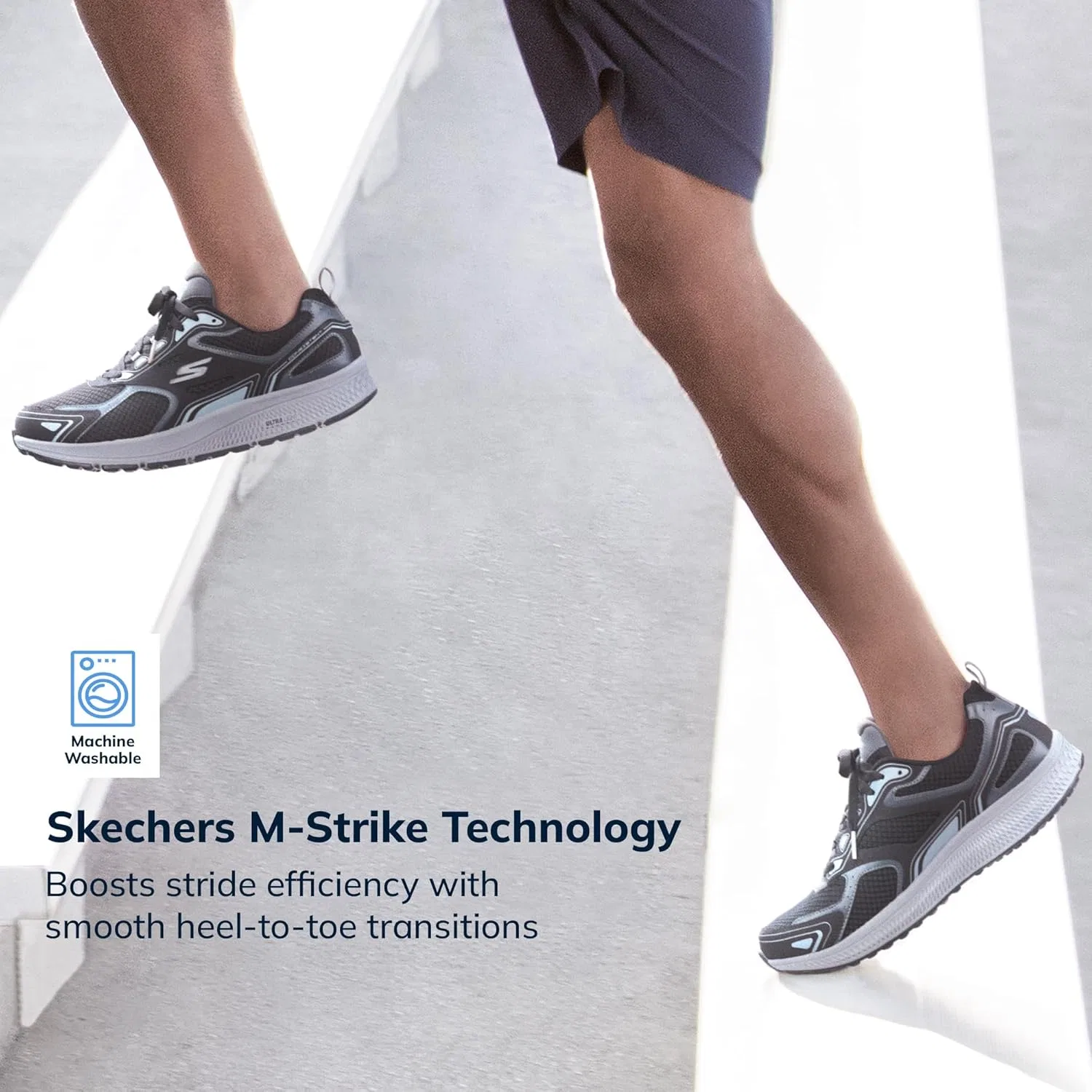 Мужские кроссовки Skechers Go Run Consistent, Black Leather Synthetic Gray Trim — фото 4