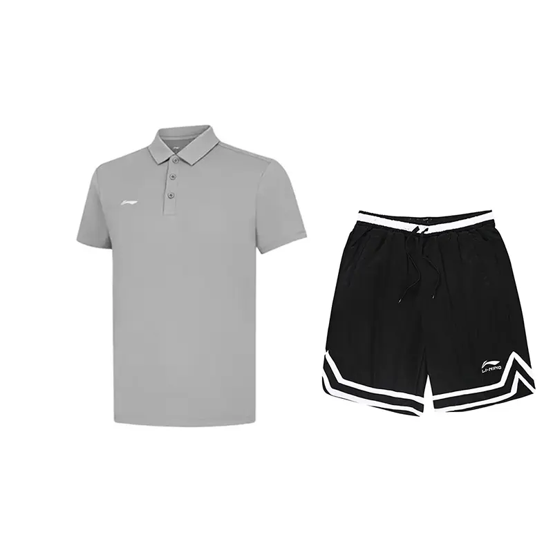 

LiNing Повседневная спортивная одежда унисекс, clothing set (серый short-sleeved shirt+черный shorts)