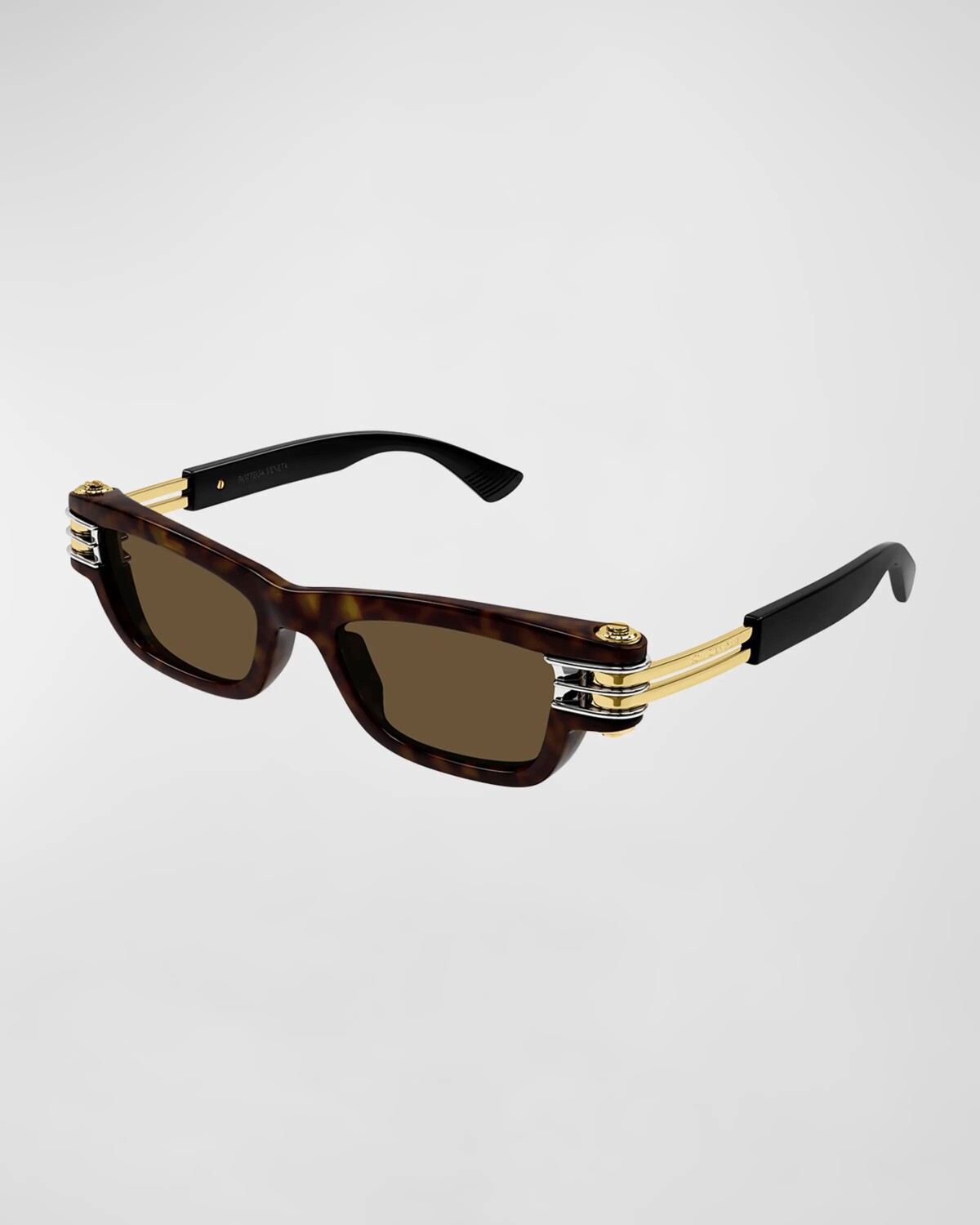 

Пластиковые прямоугольные солнцезащитные очки Bolt Havana Bottega Veneta, цвет Havana