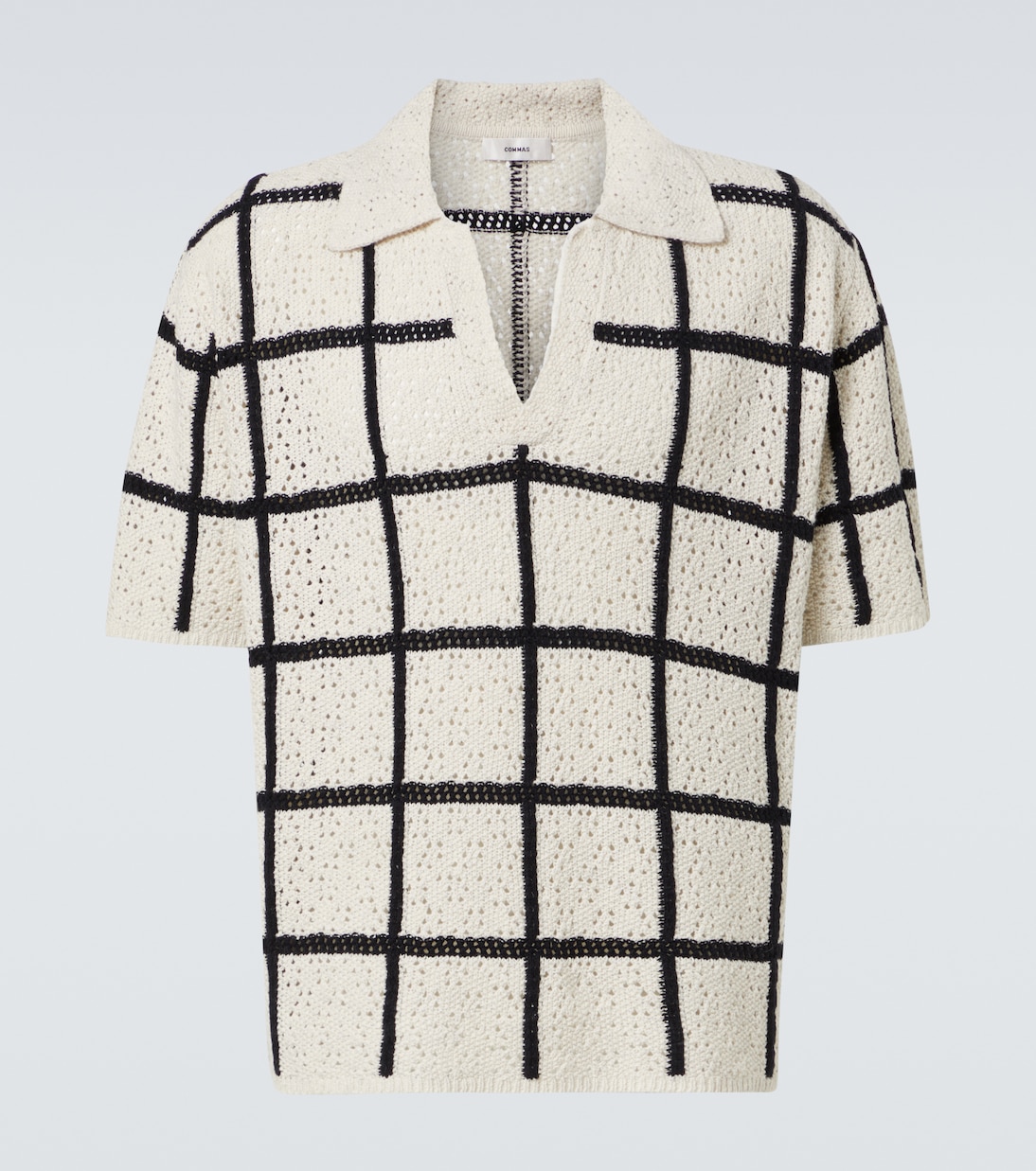 

Проверенная поло из хлопка и шерсти с крючком Commas, Off White/Black