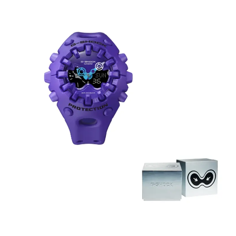 

CASIO Часы GA V01 Collection Quartz Movement Resin Strap Watch Unisex Black Dial, Purple Watch Dial