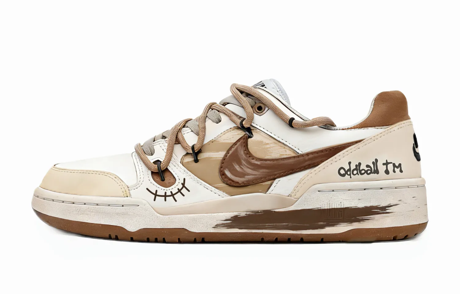 Nike Full Force Low top Skateboard Shoes Unisex White Brown — фото 3
