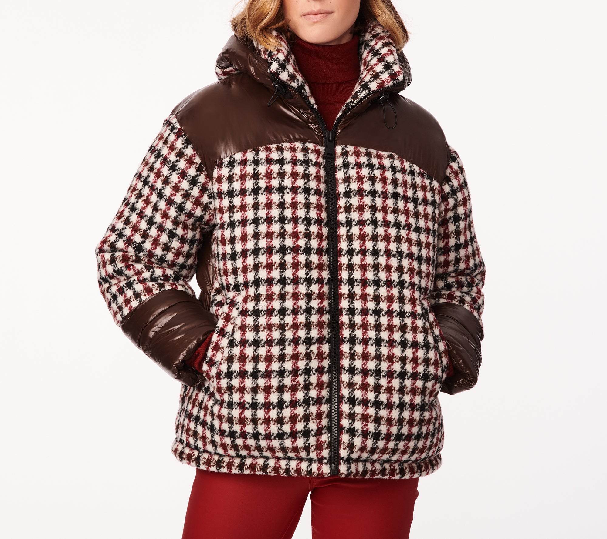 

Твидовый пуховик Bernardo, цвет brown plaid