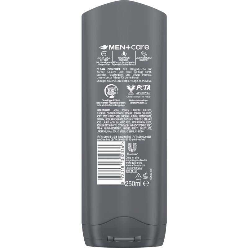 Гель для душа 3в1 Clean Comfort Dove Men+Care, 250 ml — фото 2